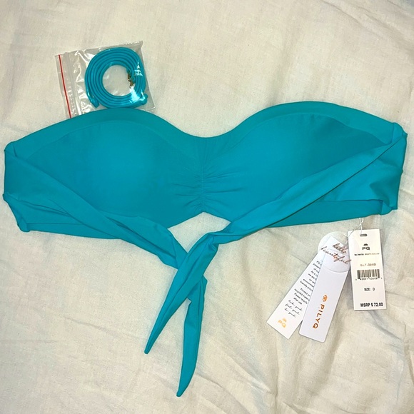 🆕 PilyQ Saltwater 🩵 aqua turquoise blue bandeau highwaist bikini set - Picture 10 of 11